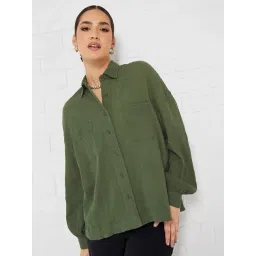 Styli Green Cotton Regular Fit Shirt-picture-48