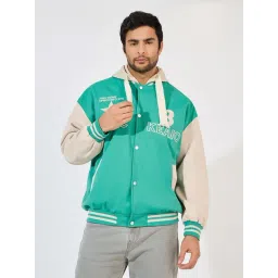 Styli Green Regular Fit Self Design Bomber Jacket-picture-31
