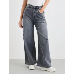 Styli Grey Cotton Solid Mid Rise Jeans-picture-15