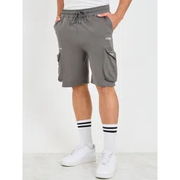 Styli Grey Men Minimal Print Terry Oversized Baggy Cargo Pocket Shorts-picture-22