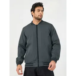 Styli Grey Polyester Mandarin Collar Jackets-picture-23