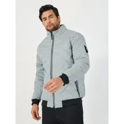 Styli Grey Polyester Stand Collar Printed Jackets-picture-20