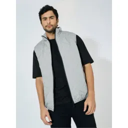 Styli Grey Regular fit Solid Quilted Jackets-picture-41