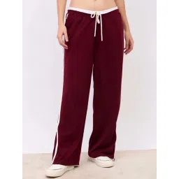 Styli Maroon Cotton Straight Fit Track Pants-picture-28