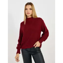 Styli Maroon Self Design Sweater-picture-25
