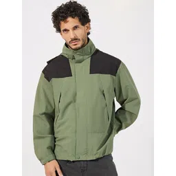 Styli Men Colourblocked Hooded Windbreaker Jacket-picture-36