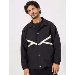 Styli Men Contrast Stripes Windbreaker Shirt Jacket with Button Up Detail-picture-40