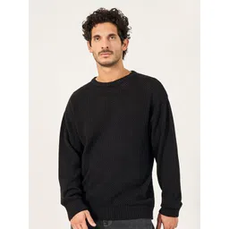 Styli Men Crochet Knit Relaxed Fit Crew Neck Sweater-picture-10