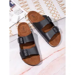 Styli Men Faux Leather Comfort Sandals With Double Buckle Straps-picture-15