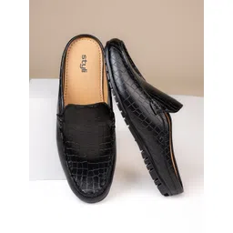 Styli Men Faux Leather Textured Loafer Mules-picture-36