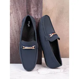 Styli Men Faux Suede Loafers with Buckle Detail-picture-26