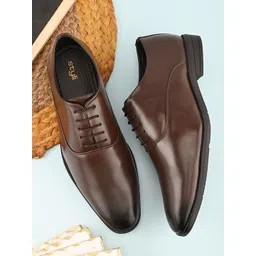 Styli Men Faux Tan Leather Formal Lace Up Oxfords-picture-29