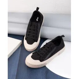 styli Men Low Top Canvas Lace Up Shoes with Piping-picture-50