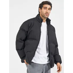 Styli Men Mock Collar Solid Casual Puffer Jacket-picture-25