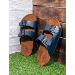 Styli Men Navy Blue Double Buckle Straps Comfort Sandals-picture-22
