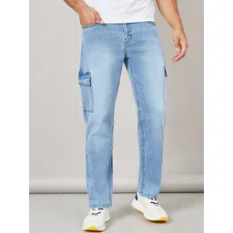 Styli Men Relaxed Fit Light Wash Cargo Jeans-picture-37