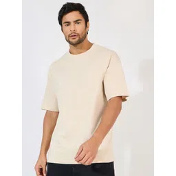 Styli Men Solid Round Neck Cotton Oversized T-shirt-picture-25