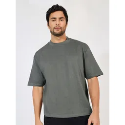 Styli Men Solid Round Neck Cotton Oversized T-shirt-picture-23