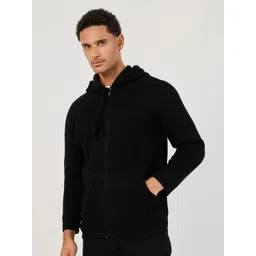 Styli Men Waffle Textured Zipper Hooded Sweater-picture-17