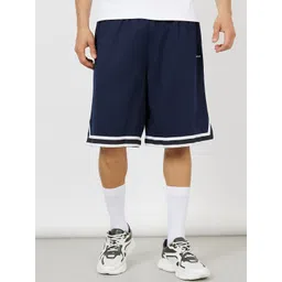 Styli Navy Blue Men Mid-Rise Oversized Basketball Shorts-picture-28