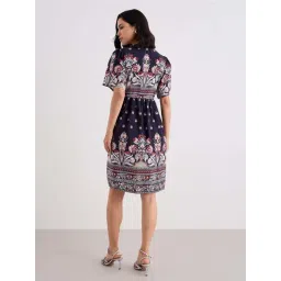 Styli Navy Blue Regular Fit Printed Dress image 2