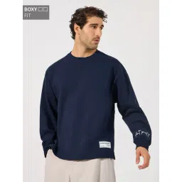 Styli Navy Blue Regular Fit Printed Sweatshirt-picture-19