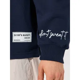 Styli Navy Blue Regular Fit Printed Sweatshirt image 4