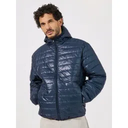 Styli Navy Blue Regular Fit Quilted Hooded Jacket-picture-36
