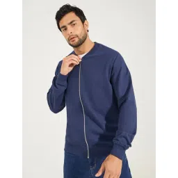Styli Navy Blue Relaxed Fit Bomber Jacket-image-41