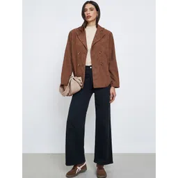 Styli Notched Lapel Long Sleeves Double Breasted Blazers-picture-34