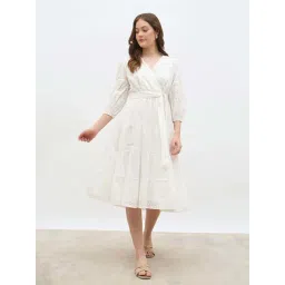 Styli Off White Cotton Regular Fit Embroidered Dress-picture-30