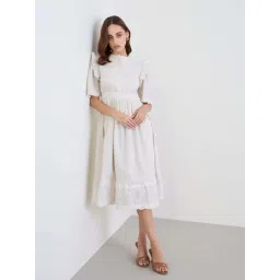 Styli Off White Cotton Regular Fit Embroidered Dress-picture-35