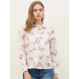 Styli Off White Cotton Regular Fit Floral Print Shirt-picture-24