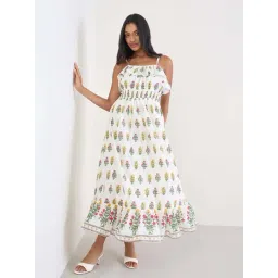 Styli Off White Cotton Regular Fit Printed Dress-picture-27