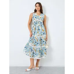 Styli Off White Cotton Regular Fit Printed Dress-picture-27