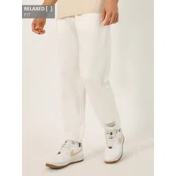 Styli Off White Cotton Relaxed Fit Solid Joggers-picture-23