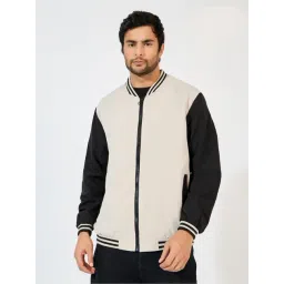 Styli Off White Regular fit Colorblock Bomber Jackets-picture-33
