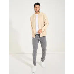 Styli Off White Relaxed Fit Bomber Jacket image 5
