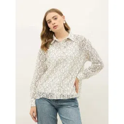 Styli Off White Relaxed Fit Self Pattern Shirt-picture-15