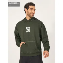 Styli Olive Cotton Oversized Printed Hooded Sweatshirt-picture-21