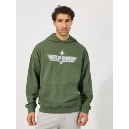 Styli Olive Cotton Regular Fit Printed Hooded Sweatshirt-picture-35