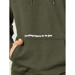 Styli Olive Relaxed Fit Printed Hooded Sweatshirt image 4