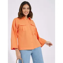 Styli Orange Cotton Plain Shirt-picture-26