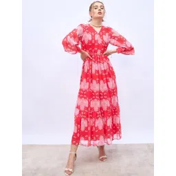 Styli Orange Print A Line Dress-picture-31