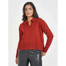 Styli Orange Textured Pattern Sweater-picture-29