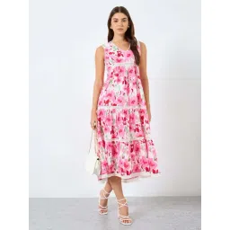 Styli Pink Cotton Regular Fit Printed Dress-picture-37