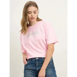 Styli Pink Cotton Relaxed Fit Printed T-Shirt-picture-42