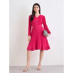 Styli Pink Polyester Regular Fit Striped Dress-picture-51
