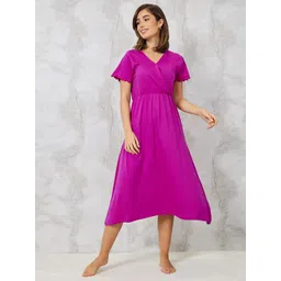Styli Pink V-Neck Wrap Nightdress-picture-16