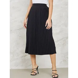 Styli Pleated A-Line Midi Skirt-picture-32